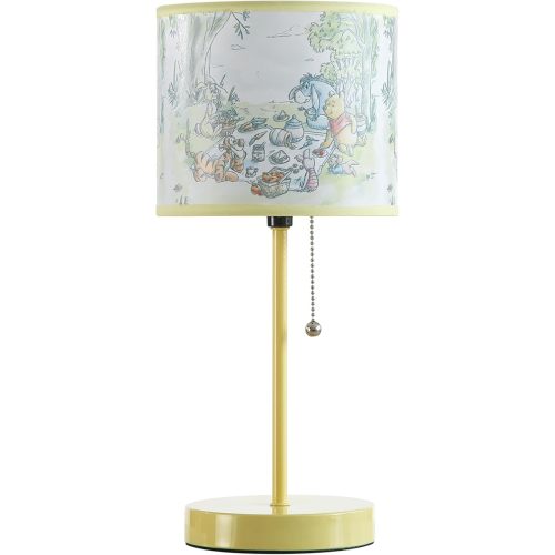 Idea Nuova Table Lamp for Kids,Stick Lamp with Printed Shade & Pull Chain,Bedroom or Nursery Nightstand Lighting, Disney Winnie The Pooh