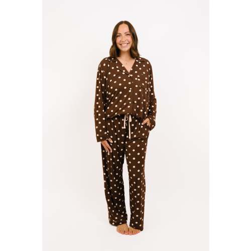 Espresso Polkadot Women's Bamboo Pajama Set