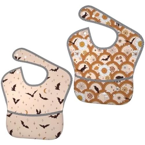 Kawaii Frog Seamless Cute Baby Bibs Set Of 2 Packs For 6-24 Months Waterproof Washable Fabric For Boys Girls