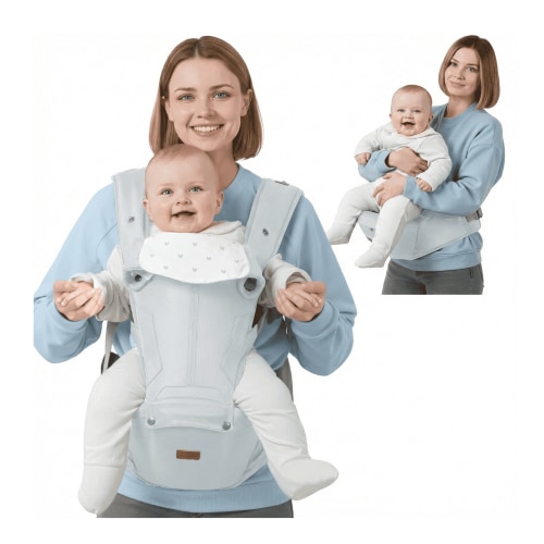 BabbleRoo Grow Baby Carrier – 6-in-1 Ergonomic Hip Seat, Convertible Infant Baby Carrier & Toddler Carrier – Seafoam