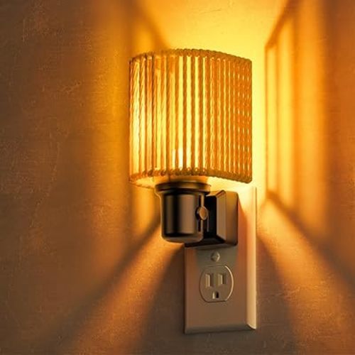 L LOHAS LED Night Lights Plug into Wall, Dimmable Night Light with Light Sensor, Amber Boho Nightlight Plug in Wall, Decorative Bohemian Nightlights Yellow Light for Bedroom Living Room Hallway, 1Pack
