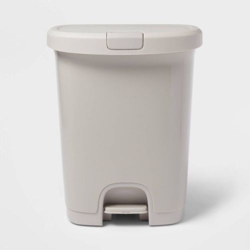 7gal Step Trash Can with Locking Lid Gray - Brightroom™: Plastic, Rectangle, Indoor, 7.7 Gallon, Step-On, Glossy Finish
