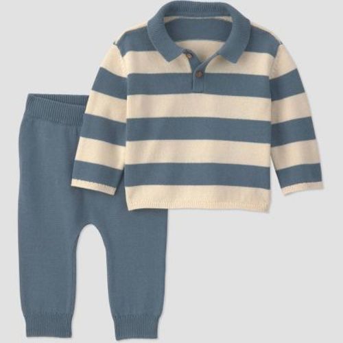 Carter's Just One You® Baby Boys' 2pc Long Sleeve Striped Rugby Sweater and Pants Set - Blue 6M