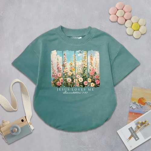 Wildflower Baby Romper: Jesus Loves Me Christian Boho Cotton Romper