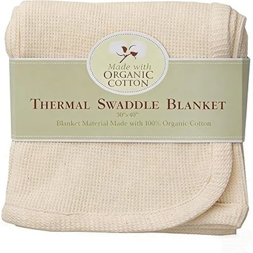 TL Care 30" X 40" Thermal/Waffle Swaddle Blanket Made with Organic Cotton, Natural Color, Soft Breathable, for Boys and Girls