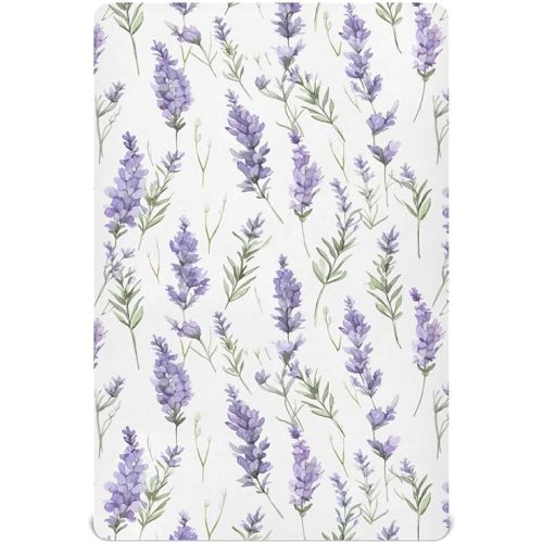 Lavender Green Fitted Crib Sheets for Pack and Play Playard Sheet for Daycare with Soft and Breathable Material Baby Sheet for Baby Boys Girls (52" x 28")