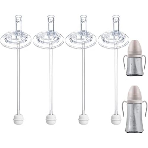 4Pcs Replacement Weighted Straws for GROSMIMI, Silicone Gravity Ball Straw Replacment for Grosmimi Magic Sippy Cup 10oz 6oz, Soft Bottle Straws for Sippy Cup, No Spill, Weighted Straw Kit
