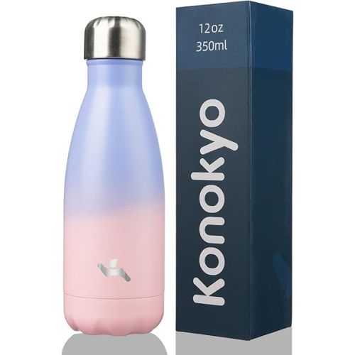 Insulated Water Bottles,12 oz Double Wall Stainless Steel Vacumm Metal Flask for Sports Travel,Pastel Sunset
