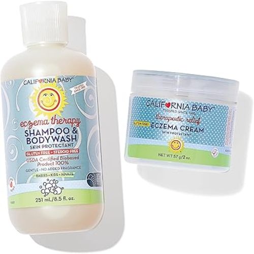 California Baby Eczema Treatment Set | 2oz Eczema Cream + 8.5oz Eczema Body Wash | Colloidal Oatmeal + Aloe Vera | Steroid-Free | Hypoallergenic