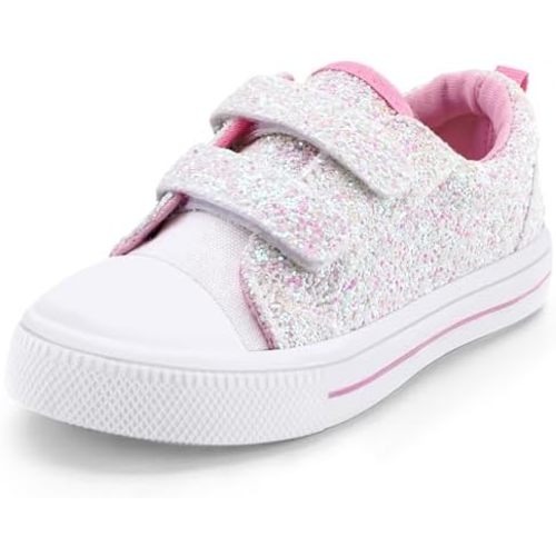 K KomForme Toddler Sneakers for Boys and Girls Dual Hook and Loops Sneakers Baby Canvas Shoes