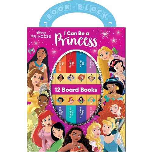 Disney Princess - I Can Be Princess My First Library Board Book Block 12-Book Set Teaches Positive Traits Like Caring, Friendliness, Curiosity, and More! - PI Kids