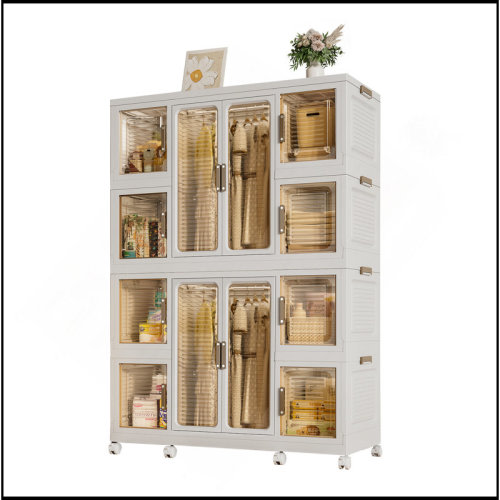 Latitude Run® Portable Wardrobe Closet Storage Organizer For Clothes,Clothes Dresser,12 Magnetic Doors-12 Cubes & 2 Hanging Rod,16 Pcs Hangers , Baby Wardrobe Storage Cabinet,White | Wayfair