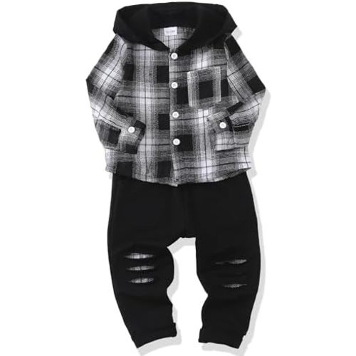 Renotemy Toddler Infant Baby Boy Clothes Outfit Long Sleeve Hoodie Sweatshirt Casual Fall Winter Clothes Set for Toddler Boy