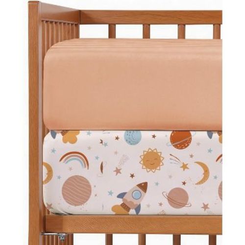 CGK Linens Microfiber Baby Crib Sheets – 2-Pack, Soft, Breathable Fitted Crib Sheets, Oeko-Tex Certified in Space Boy, Size Standard Crib/Toddler