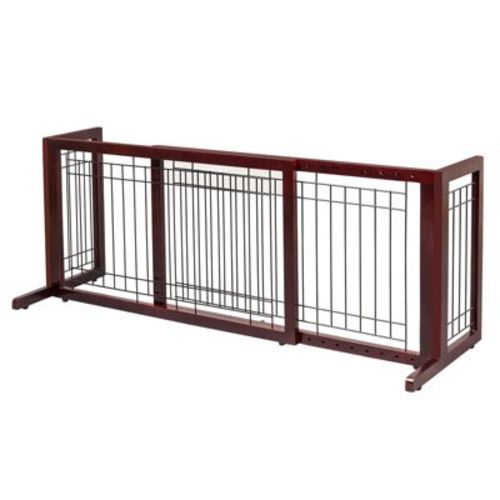 VINGLI Free Standing Pet Gates for Dogs, 37"-68" Width Adjustable Dog Fence, Wooden Dog Gates for Doorways and Stairs