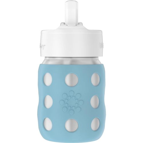 Lifefactory 8-Ounce Stainless-Steel Vacuum-Insulated Wide-Neck Baby Bottle with Straw Cap, Denim (LS2241WDE4)