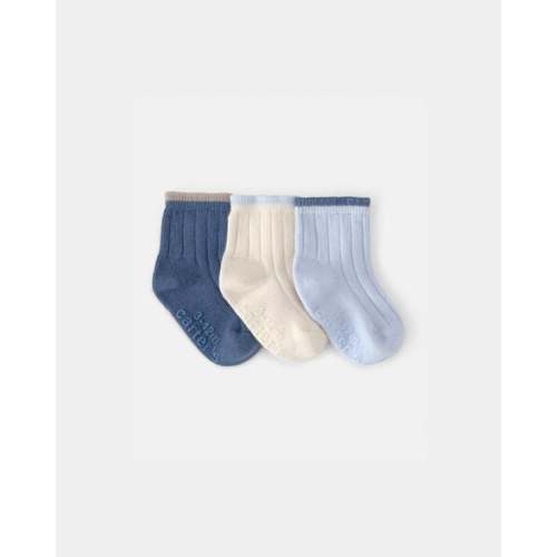 Baby 3-Pack Ankle Socks - Blue/Ivory | Carter's
