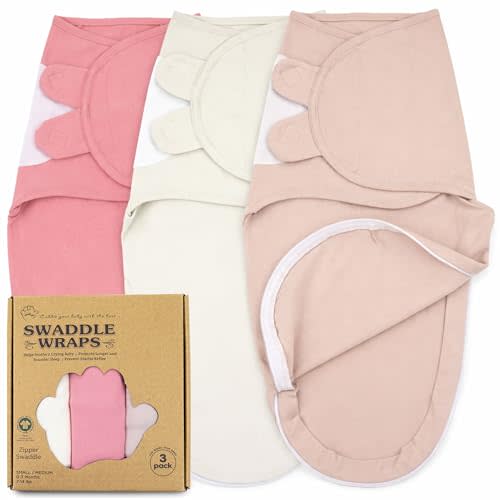 Bublo Baby Organic Zipper Swaddle Sleep Sacks – 3-Pack Swaddles for Newborns 0-3 Months, Adjustable & Breathable Infant Sleep Sack, Easy Diaper Change Swaddling Blanket for Baby Girls & Boys
