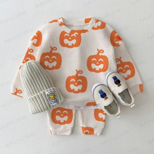 Baby Toddler Halloween Pumpkin Waffle 2-piece Set
