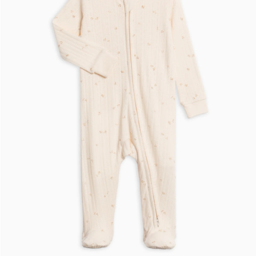 Maya Brushed Back Pointelle Footed Zipper Sleeper