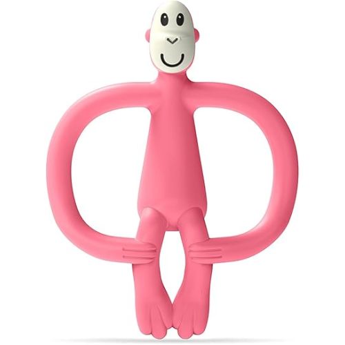 Matchstick Monkey Silicone Teether & Gel Applicator – Silicone Baby Teether, Easy-to-Grip, BPA-Free, Supports Self-Soothing & Early Brushing, 3 Months+, 4 Inches, Pink