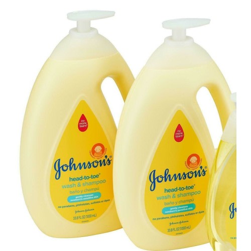 (TWO BOTTLES, 68 TOTAL OUNCES) JOHNSON'S BABY WASH & BABY SHAMPOO PARABEN FREE