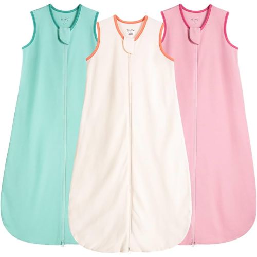 Baby Sleep Sack 18-24 Months 100% Cotton 0.5 Tog 2t Baby Wearable Blanket for Toddler, 3 Pack Breathable Soft Lightweight Sleep Sacks with 2-Way Zipper