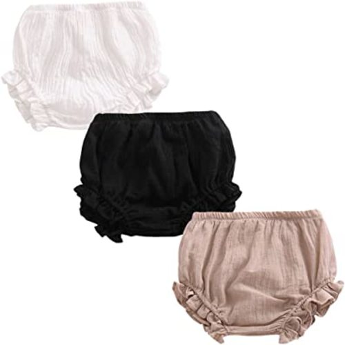 3PC Shorts Set Newborn Baby Girls Boys Pants Cotton Linen Blend Cute Floral Bloomers Triangle Shorts