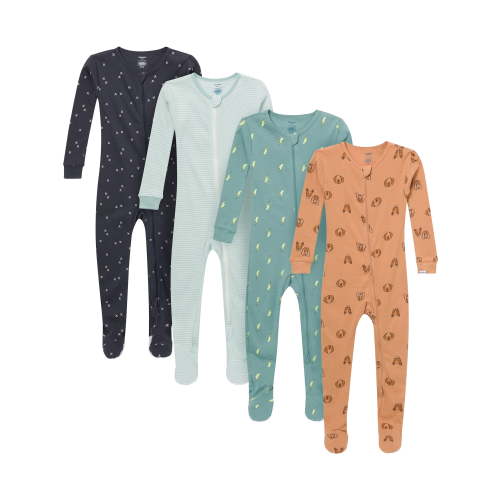 Gerber Baby and Toddler Neutral Footed Unionsuits, 4-Pack, 0/3 Months - 5T