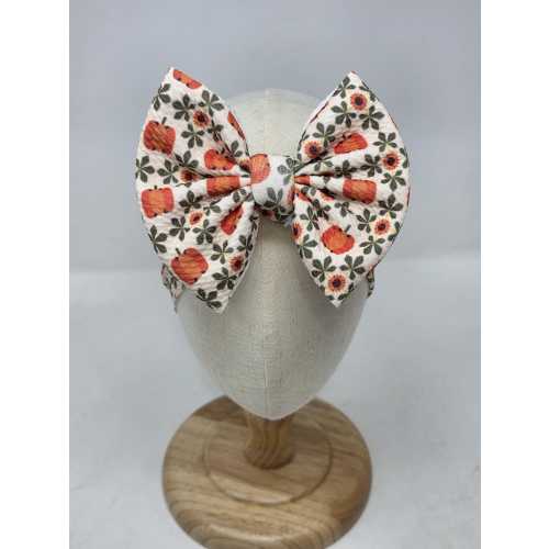 Pumpkin Harvest Hair Bow - Headwrap - Clip - Pigtail Bows - Headband - Autumn - Halloween - Folk Art - Thanksgiving - Pumpkin - Farm-