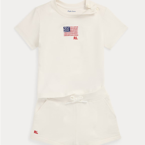 Flag Cotton Jersey Tee & Terry Short Set