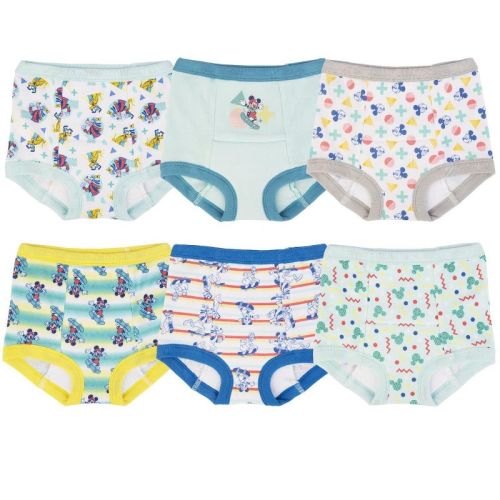 Disney Mickey Mouse Toddler Boys 6-Pack Training Pants – Cotton Potty Training Underwear with Bonus Sticker Chart