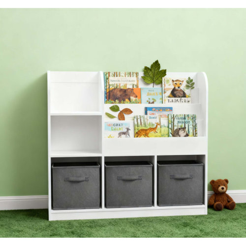 Ebern Designs Kids Multifunctional Bookcase with 3 Collapsible Fabric Drawers, Perfect for Organizing Books and Toys in Bedrooms and Playrooms. | Wayfair