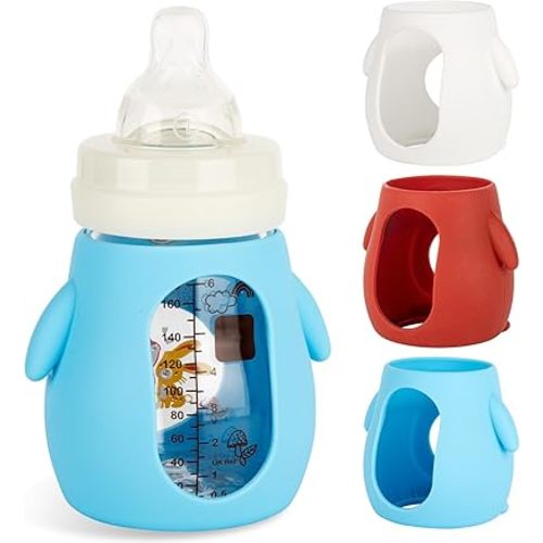 3 Pack Silicone Sleeves for Mam Baby Bottles 6oz,Anti Breakage Baby Bottle Holder Compatible with MAM Glass Baby Bottle.