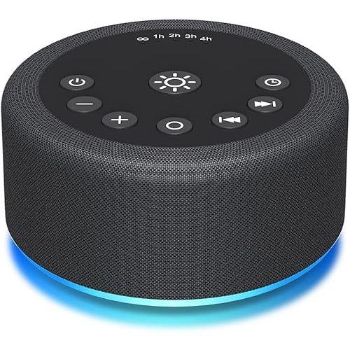 Sleep Sound Machine White Noise Machine with 30 Non Looping Sounds 12 Night light Colors with 5 Timers 36 Adjustable Volume Memory Function Brown Noise Machine for Baby kid Adult & Home Nursery Travel