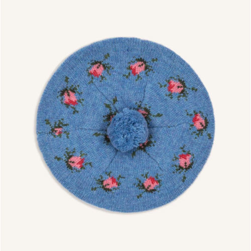 Belou Roses Wool Beret | Blue