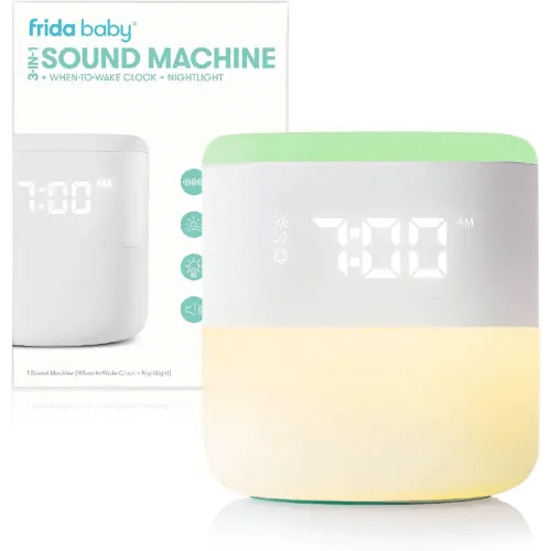 Frida Baby 3-in-1 Alarm Clock + Sound Machine + Nightlight | Wake Up Light Sunrise Alarm Clock, White Noise Soother, Sleep Trainer, Nursery + Toddler + Kids Bedroom (Bluetooth)