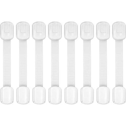Child Safety Cabinet Locks, 8-Pack, Easy Install with 3M Adhesive, No Screws or Drilling, Multi-Purpose Latches for Cabinets, Drawers, Doors, Kitchen, Ovens, Toilets