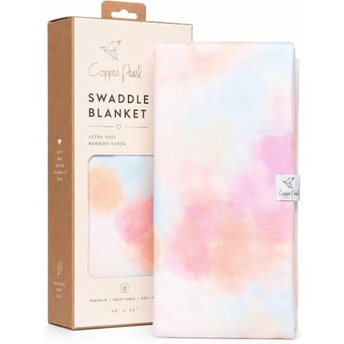 Copper Pearl Swaddle Blankets for Newborns | Soft Stretchy Receiving Blankets for Boys and Girls | Large 46 x 46 Inch Baby Blankets | Lightweight and Breathable Swaddles | Nova