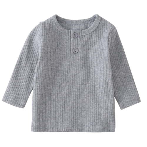Erwazi Infant Baby Boys Girls Long Sleeve T Shirt Basic Ribbed Top Blouse Plain Solid Toddler Casual Clothes