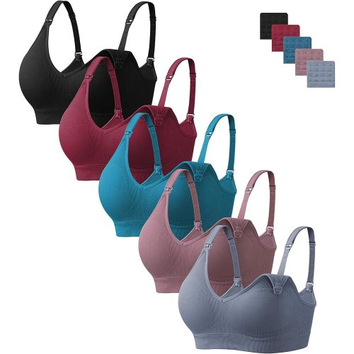 HBselect Nursing Bras for Breastfeeding Women Maternity Bras Seamless Wireless Pregnancy Sleep Bra with Bra Extenders
