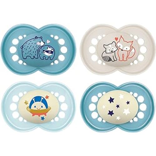 MAM Original Day & Night Baby Pacifier, Nipple Shape Helps Promote Healthy Oral Development, Glows in The Dark, 3 Pack, 6-16 Months, Boy,3 Count (Pack of 1)