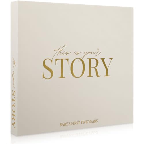 Baby Memory Book from Pregnancy to Age 5, Baby Book Keepsake & Milestone Journal for Boy or Girl, Gender Neutral Scrapbook Album with Stickers & Keepsake Box