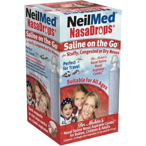 Neil Med NASA Drops Saline Vials, 15 Single-Use Ampoules, 0.5 Fl Oz