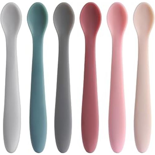TmepCheck Temperature Color-Changing Silicone Spoons, First Stage Baby Feeding Spoons, Soft Tip Baby Utensils, Infant Utensils Feeding Supplies, Dishwasher & Boil-proof