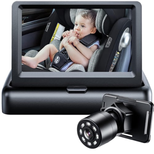 Itomoro Baby Car Mirror, View Infant in Rear Facing Seat with Wide Crystal Clear View,360° Rotation Plug and Play Easy Install baby car monitor 1080p