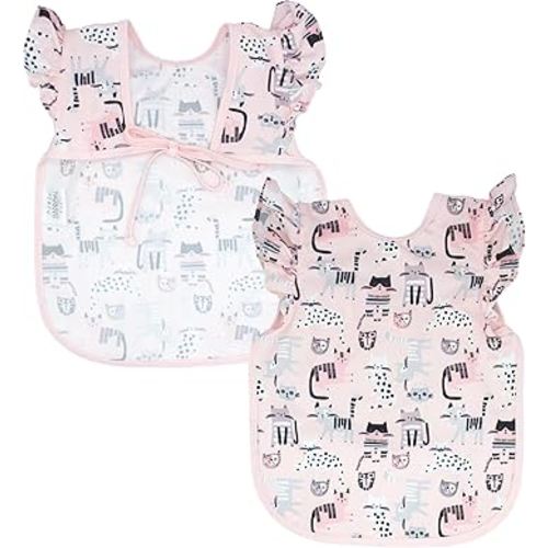 BapronBaby Kitty Bapron - No Neck Tie Safer Bib for Baby & Toddler - Soft Waterproof Stain Resistant - Machine Washable - Sz Baby/Toddler 6m-3T