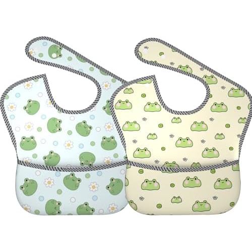 Cute Bibs 2Packs for 6-24 Months Washable Fabric Waterproof