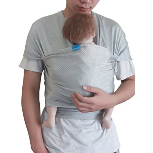 Baby Wrap Sling Carrier for Newborn, Infant, Toddler, Kid | Breathable Lightweight Stretch Mesh Water Sling | Nice for Summer, Pool, Beach, Swimming | Perfect Shower Gift LightGray