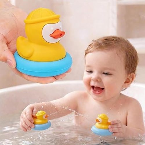 2-Pack Duck Baby Teething Toys, Detachable Silicone Infant Teethers & Bath Toys, Floating Water Sensory Toys for Babies 3+ Months, Food Grade BPA-Free Chew Toys for Bathtub & Pool, Ideal Baby Gift